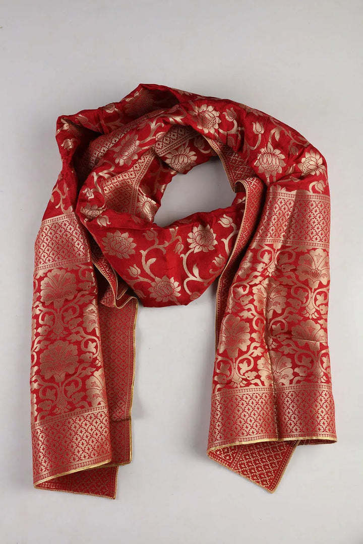 Red Ensemble Silk Dupatta