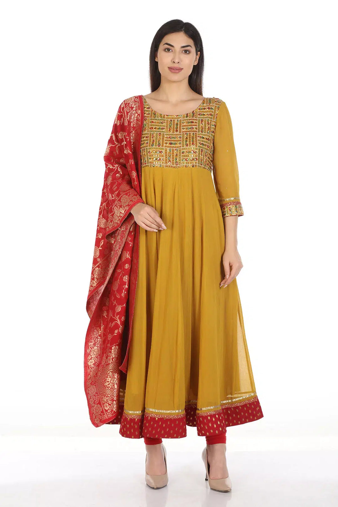 Red Ensemble Silk Dupatta