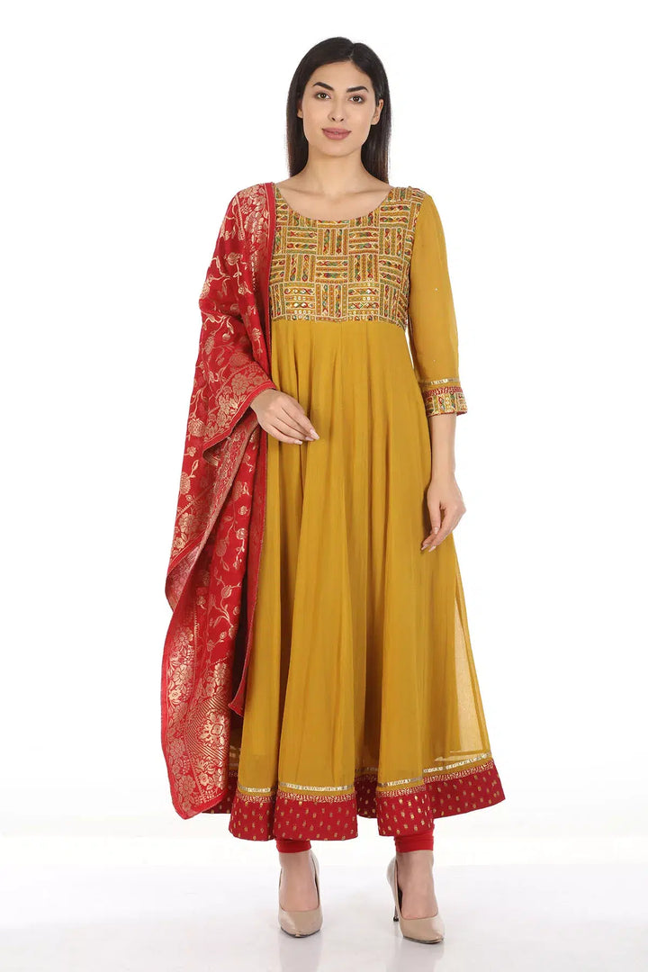Red Ensemble Silk Dupatta