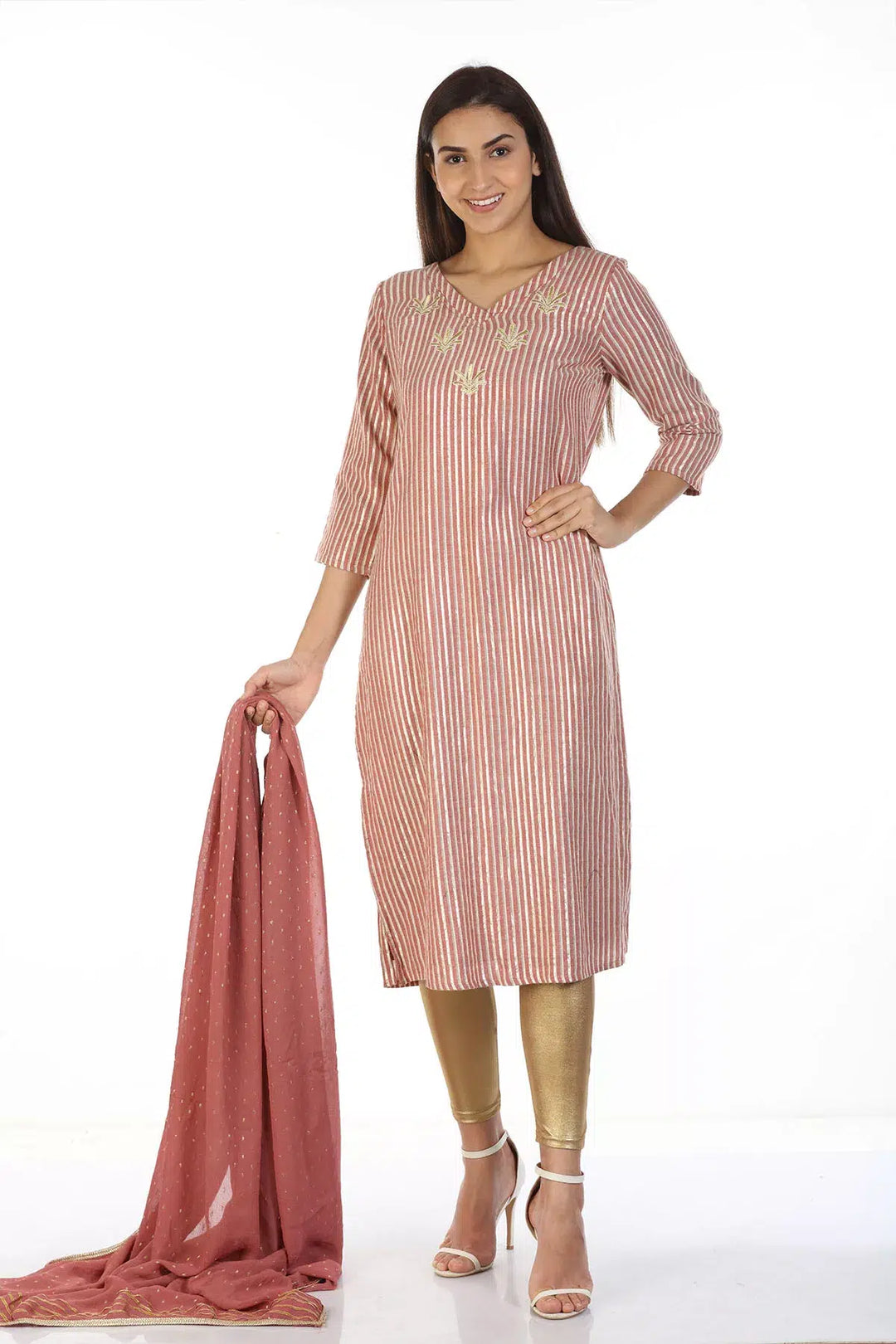 Brick Red Embelished Dupatta