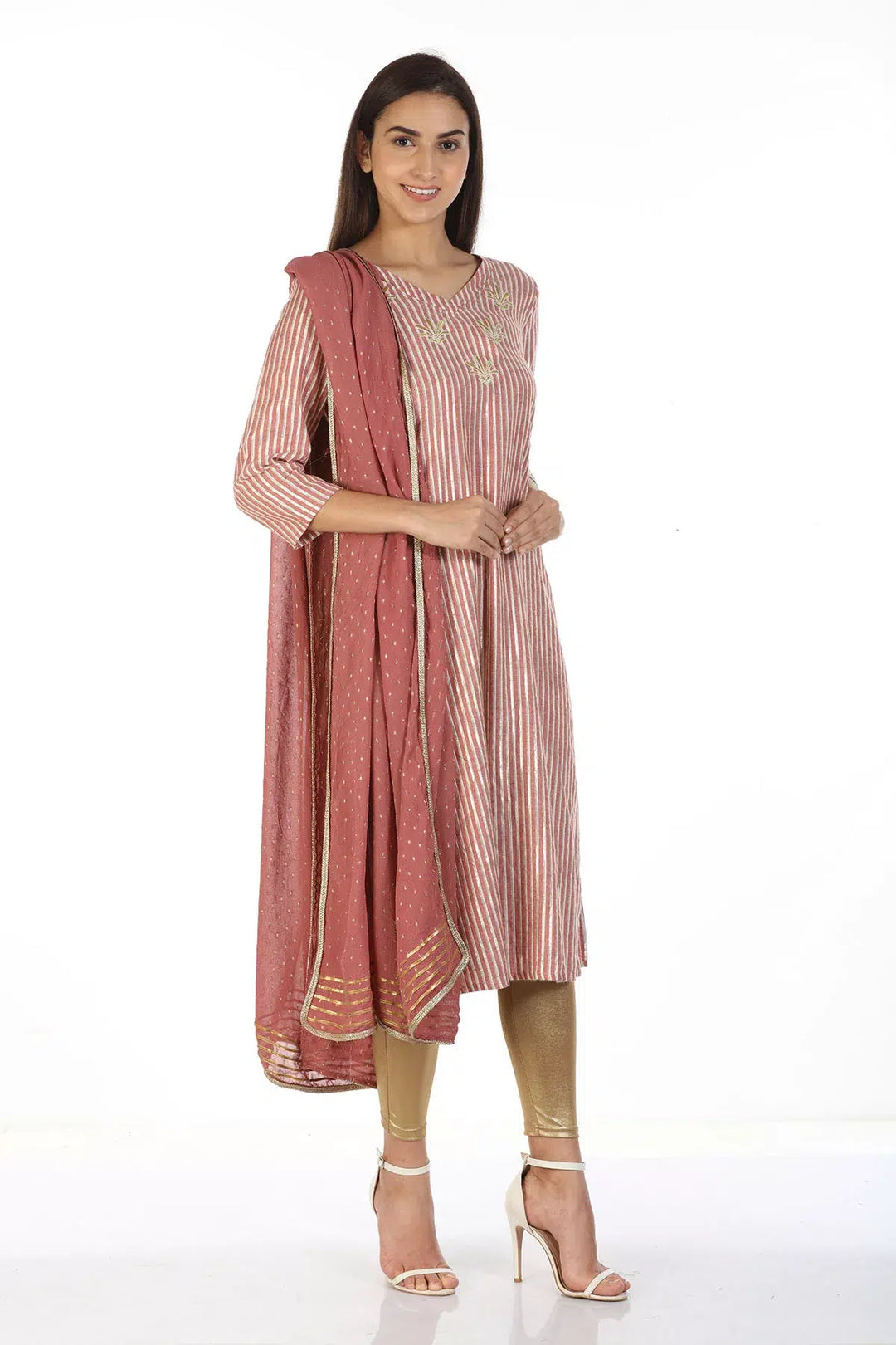 Brick Red Embelished Dupatta