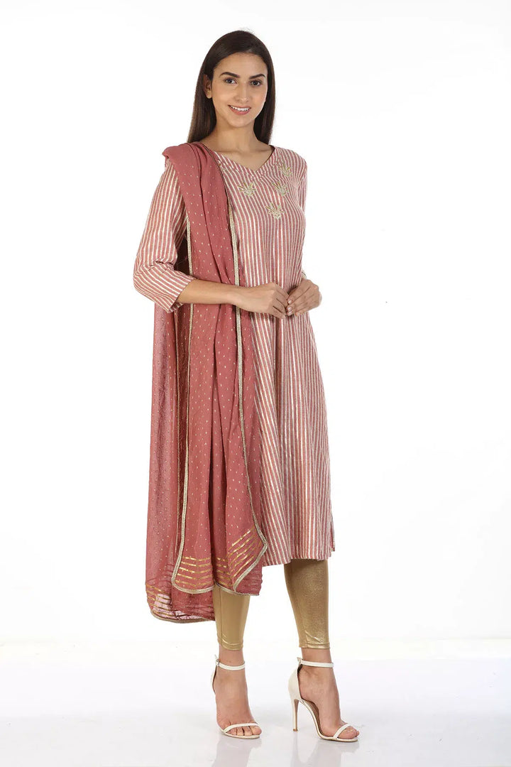 Brick Red Embelished Dupatta