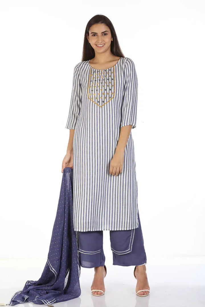 Dark Blue Solid Ensemble Dupatta