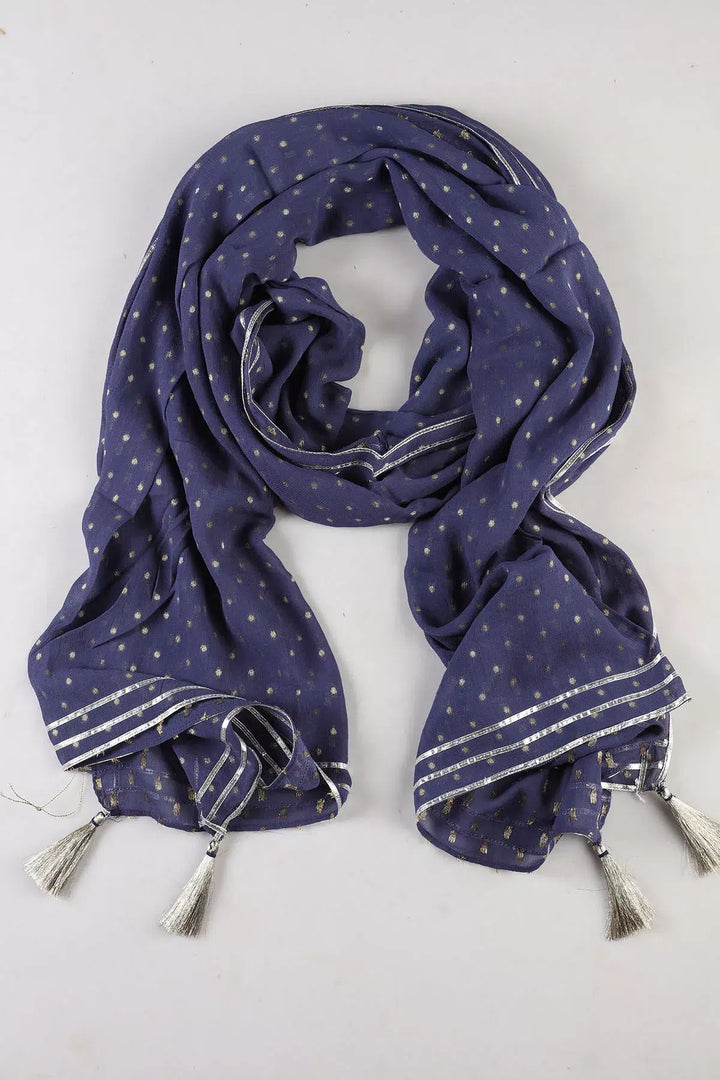 Dark Blue Solid Ensemble Dupatta