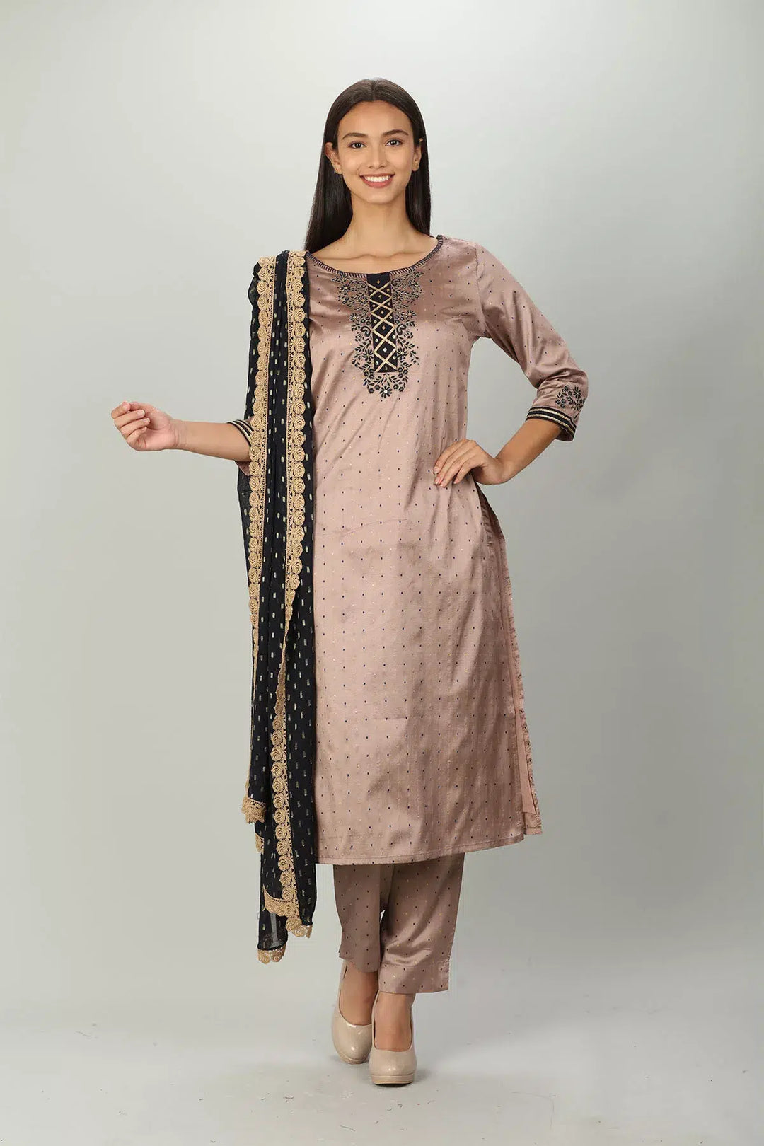Charcoal Black Embroider Dupatta