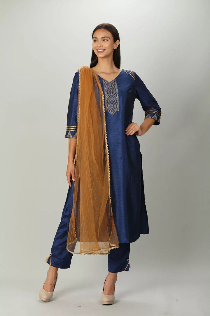 Rust Orange Shimmer Net Ensemble Dupatta