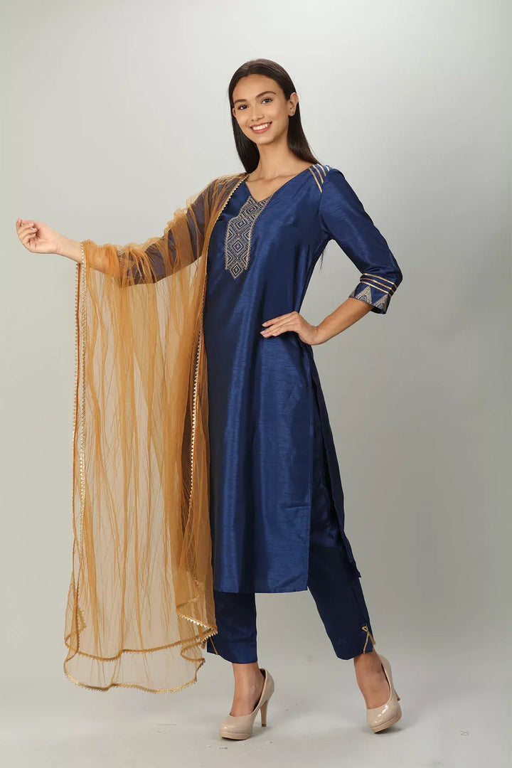 Rust Orange Shimmer Net Ensemble Dupatta
