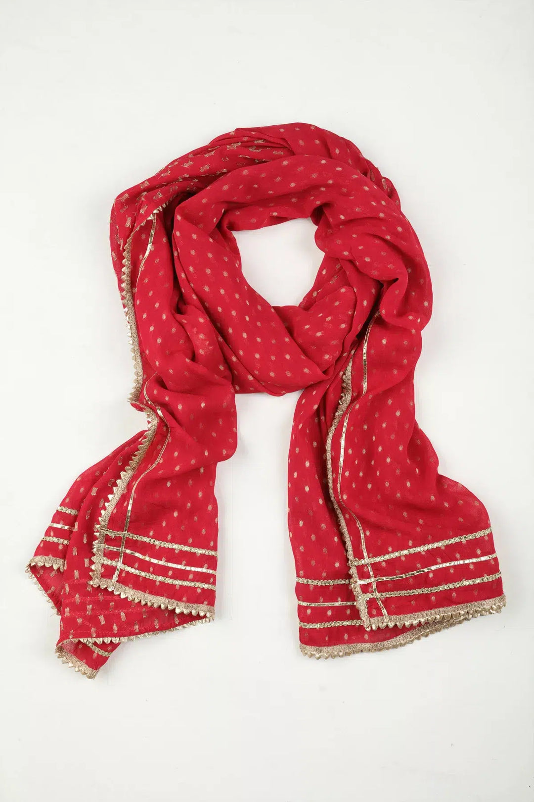 Red Embelished Dupatta