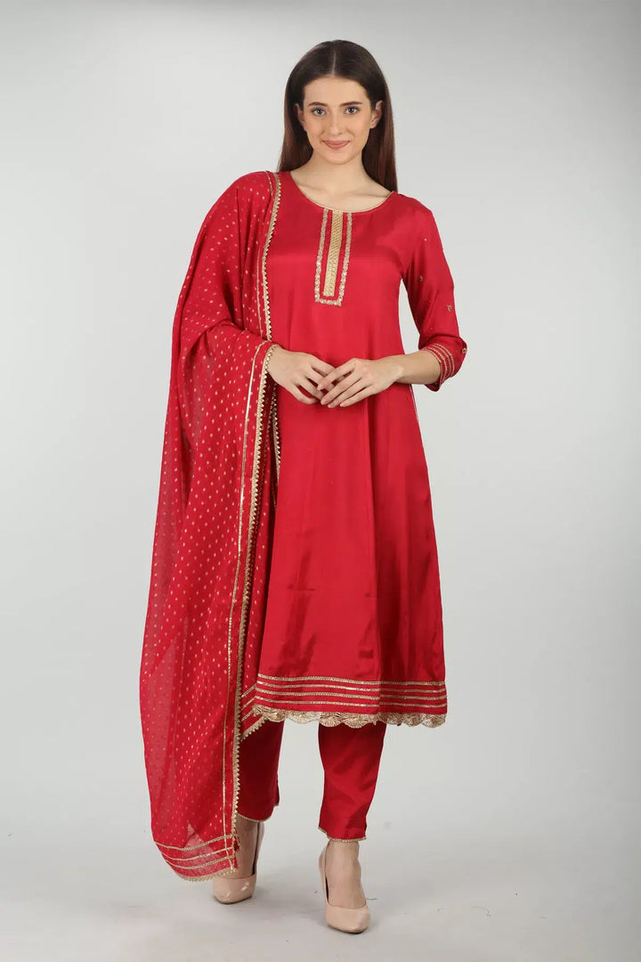Red Embelished Dupatta