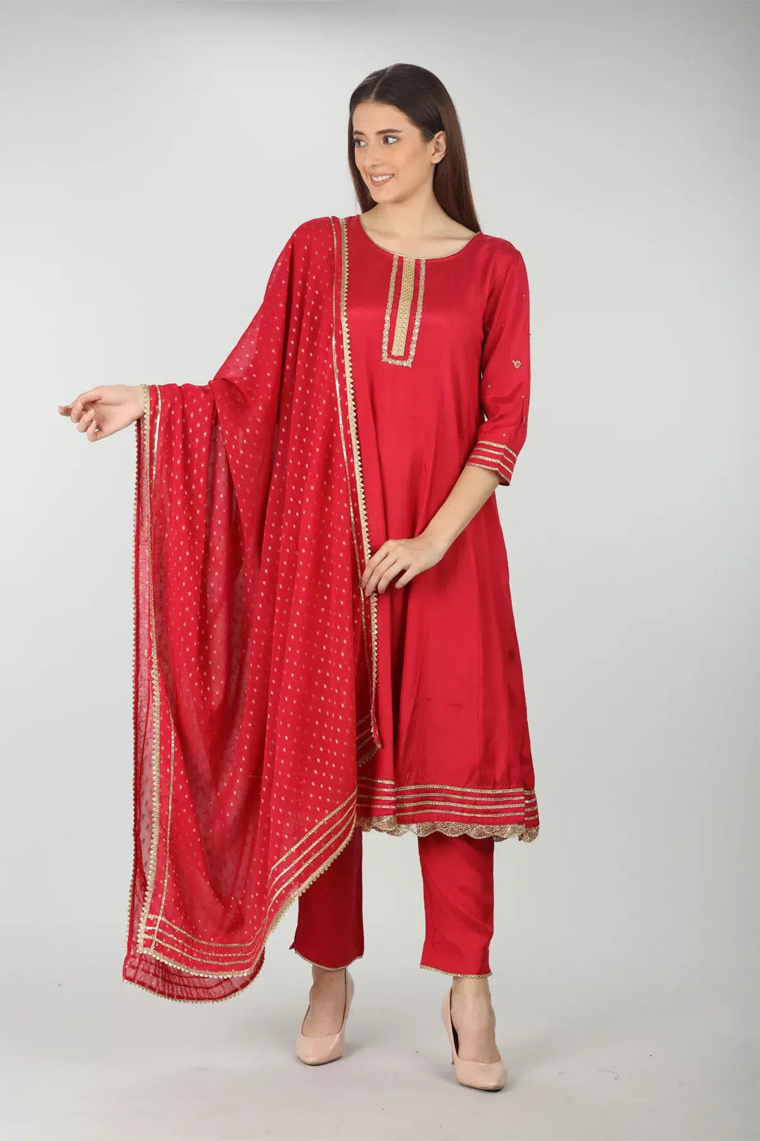Red Embelished Dupatta