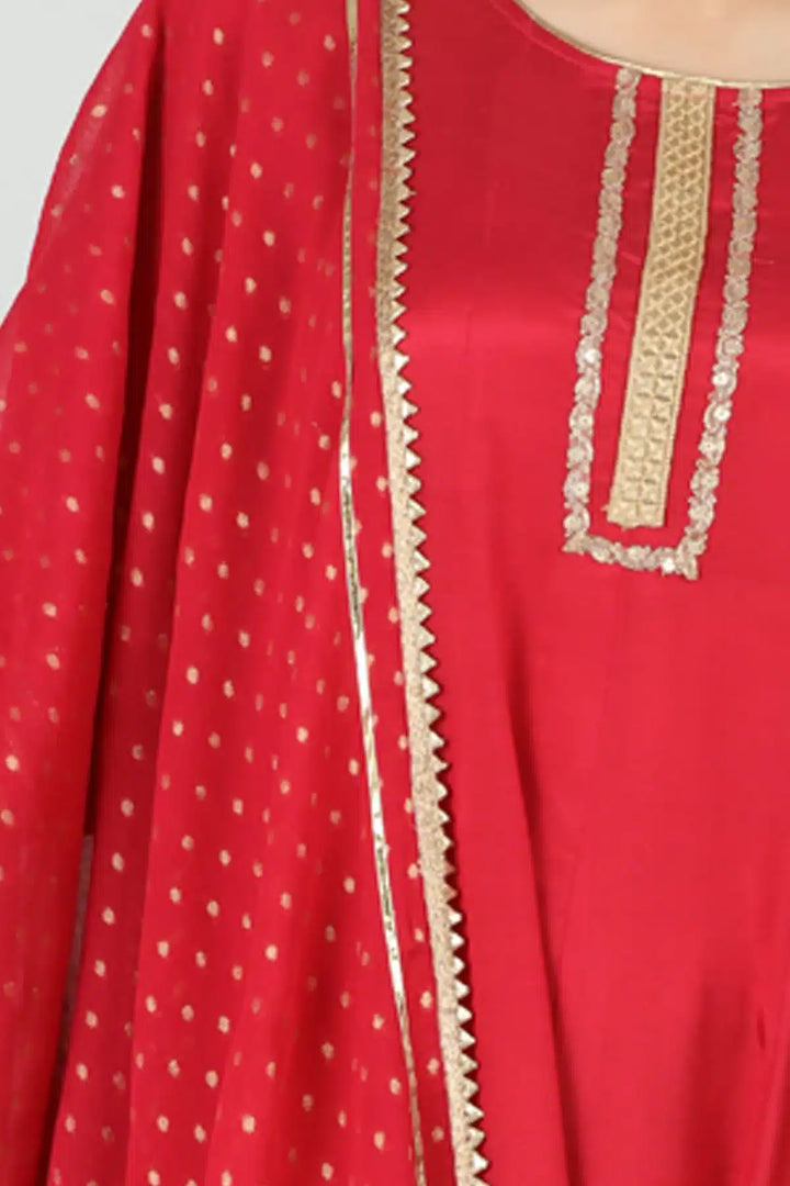 Red Embelished Dupatta