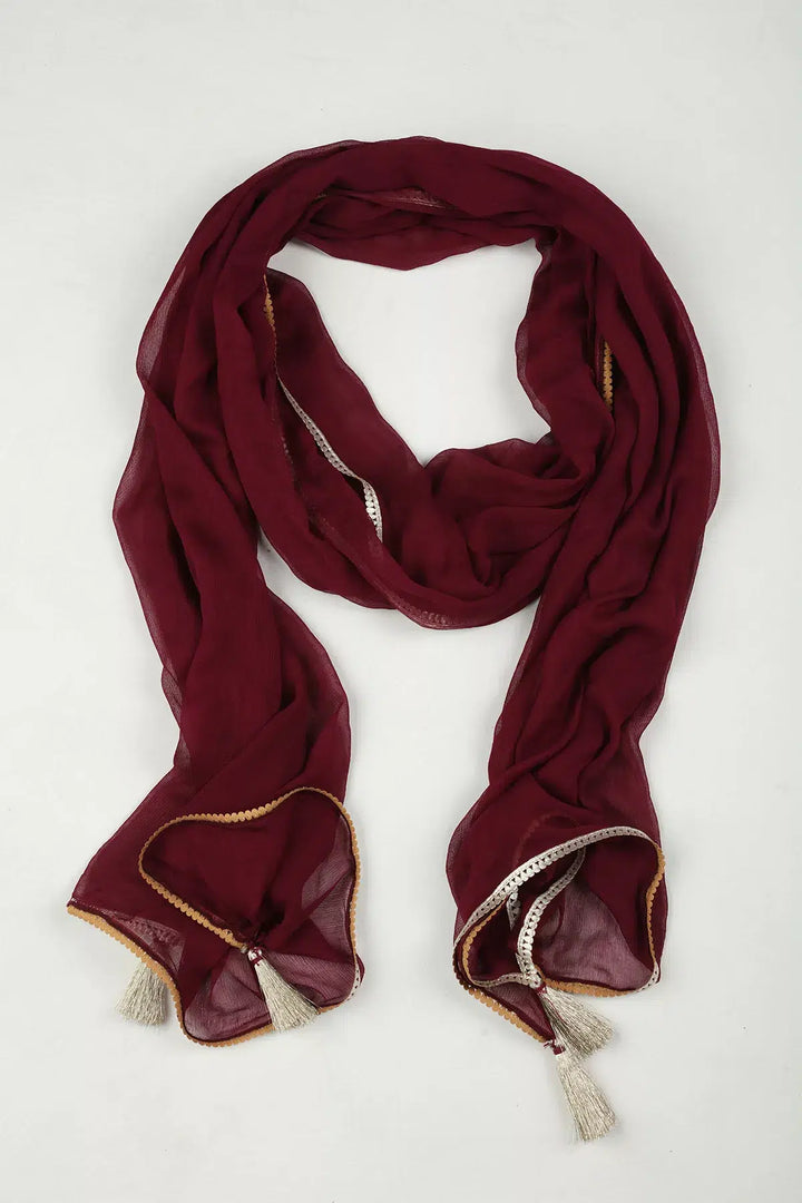 WINE EMBELLISHED CHIFFON DUPATTA