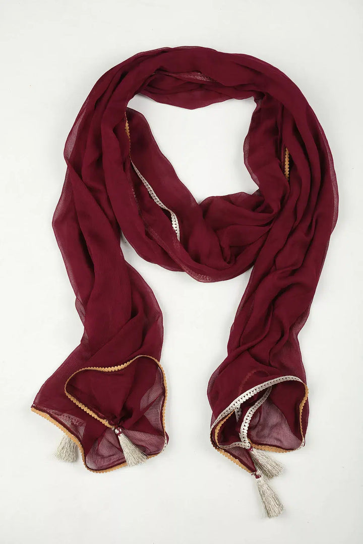 WINE EMBELLISHED CHIFFON DUPATTA
