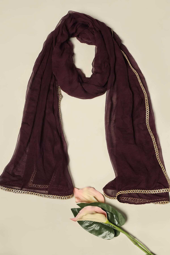Wine Viscose Chiffon Dupatta