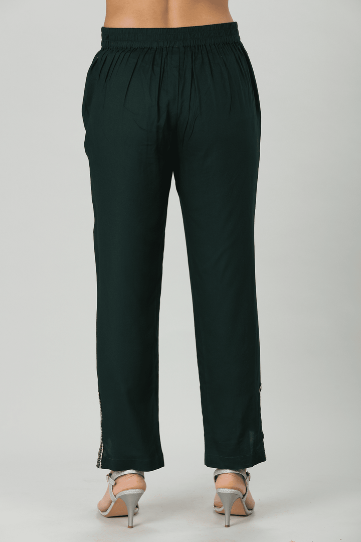 Green Solid Rayon Palazzo