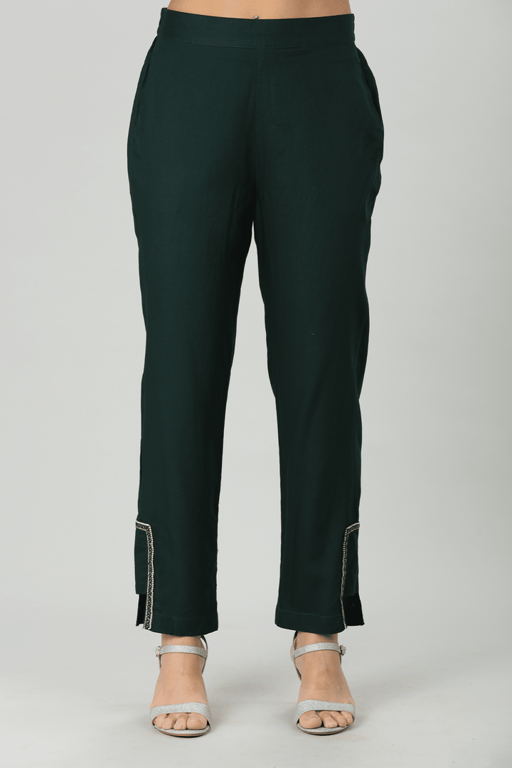 Green Solid Rayon Palazzo