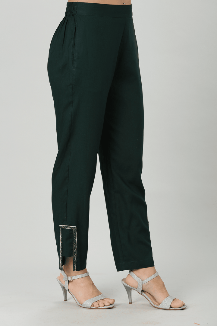 Green Solid Rayon Palazzo