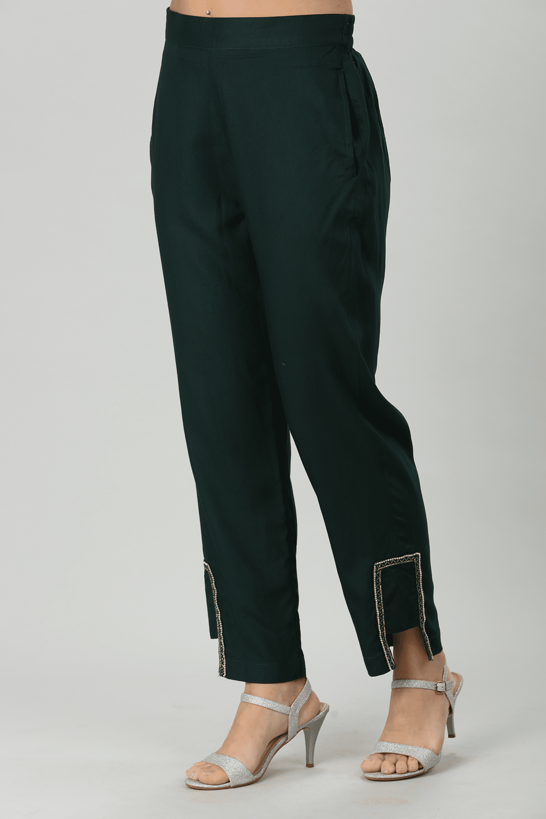 Green Solid Rayon Palazzo