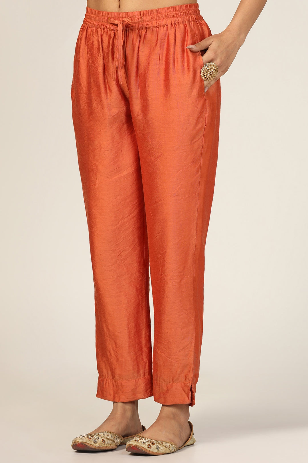 Embellished Orange Chanderi Palazzo