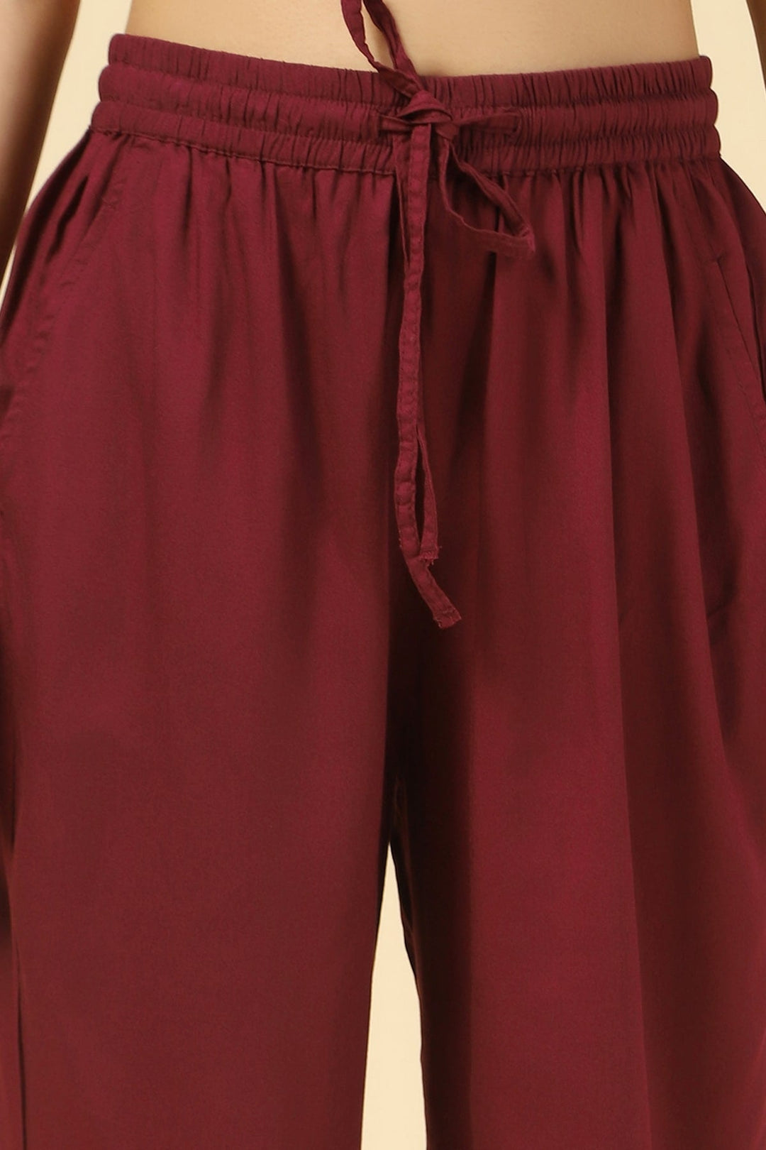 Maroon Printed Rayon Palazzo