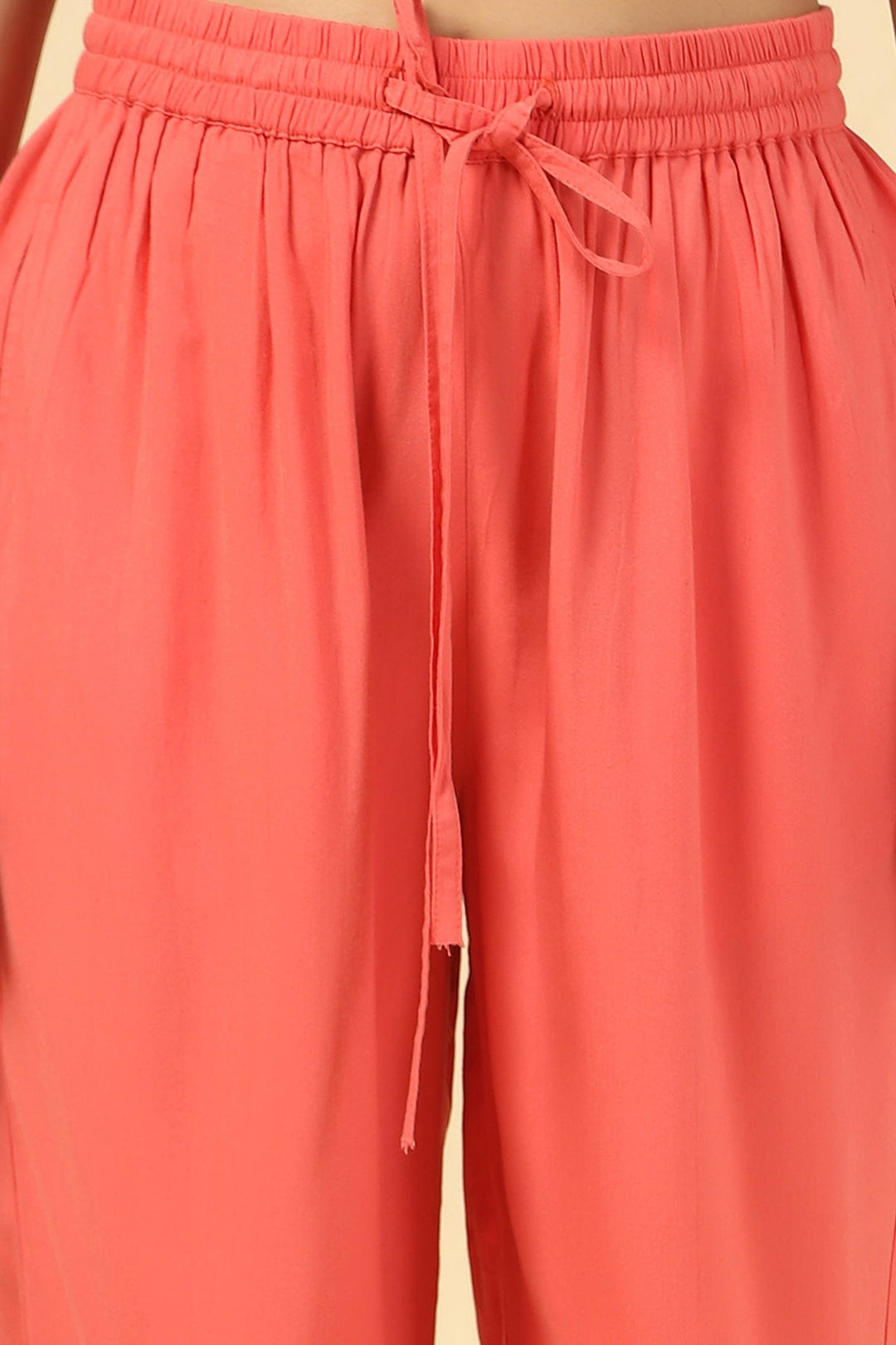 Coral Solid Rayon Palazzo