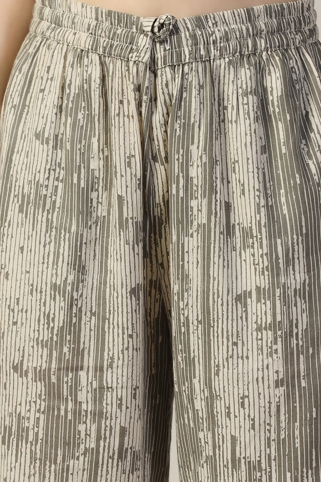Grey Printed Cotton Cambric Palazzo