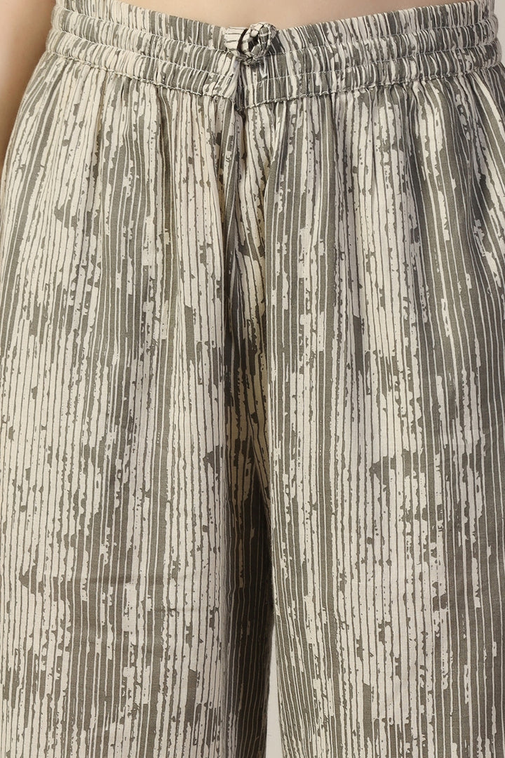Grey Printed Cotton Cambric Palazzo
