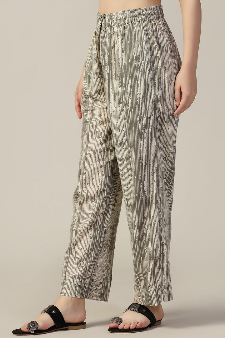 Grey Printed Cotton Cambric Palazzo