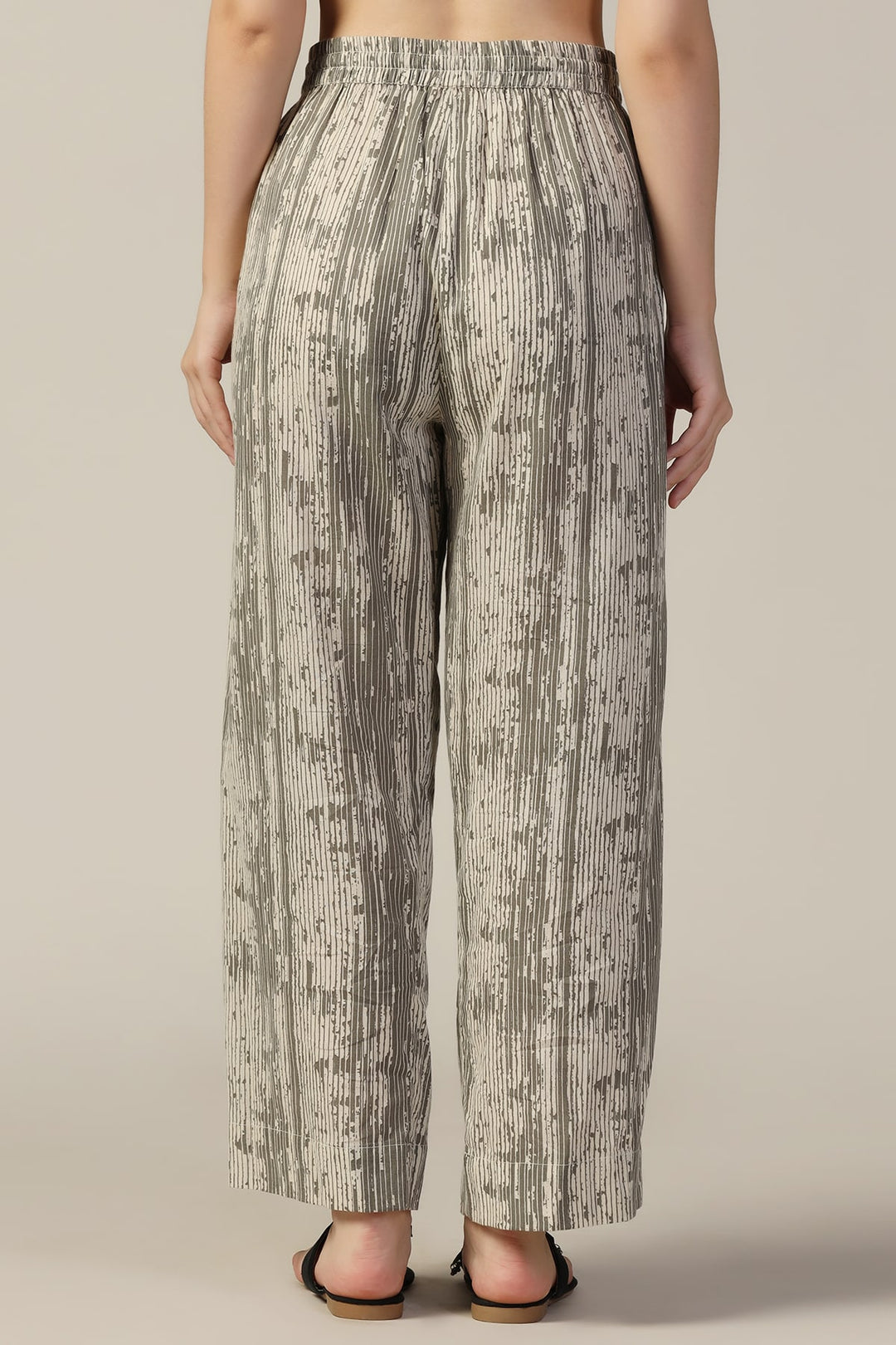 Grey Printed Cotton Cambric Palazzo