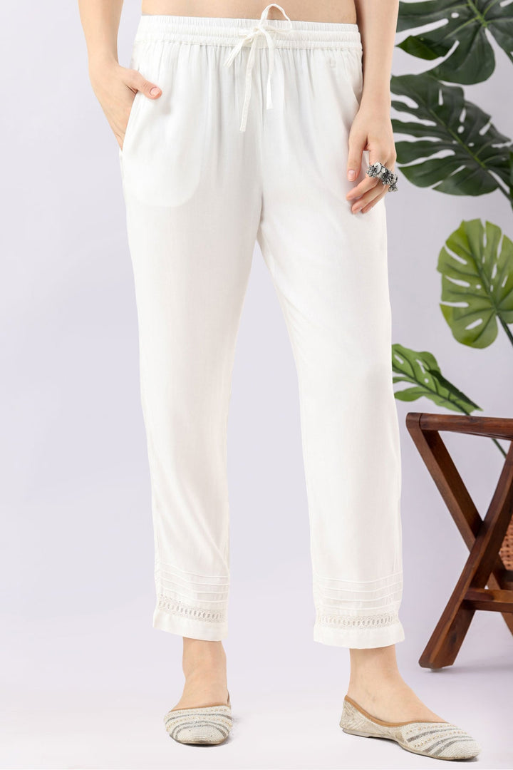 Solid White Tencel Twill Pant Regular Fit