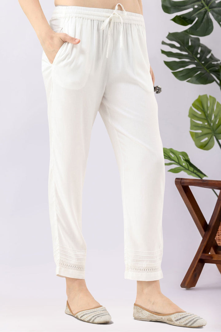 Solid White Tencel Twill Pant Regular Fit