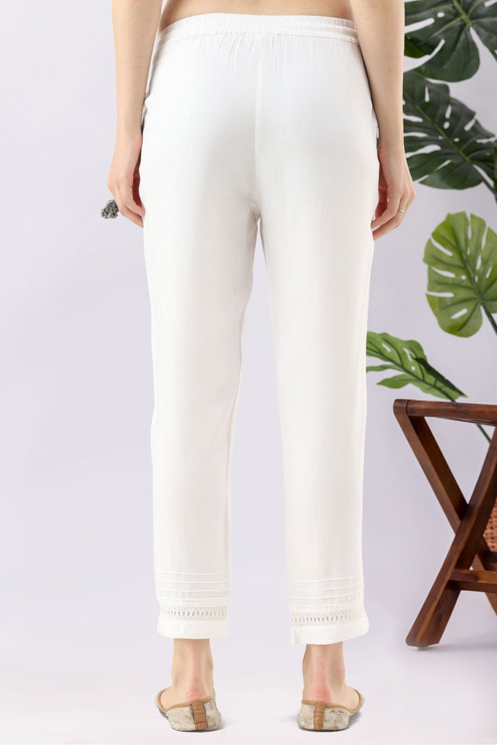 Solid White Tencel Twill Pant Regular Fit