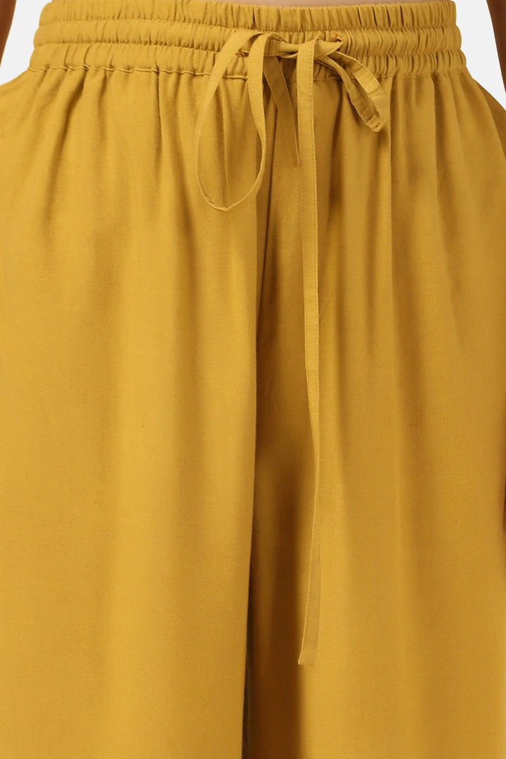 Solid Yellow Rayon Palazzo