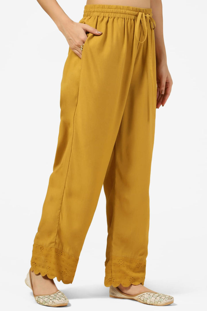 Solid Yellow Rayon Palazzo