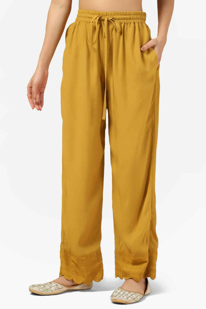 Solid Yellow Rayon Palazzo