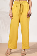 Yellow Solid Rayon Viscose Palazzo