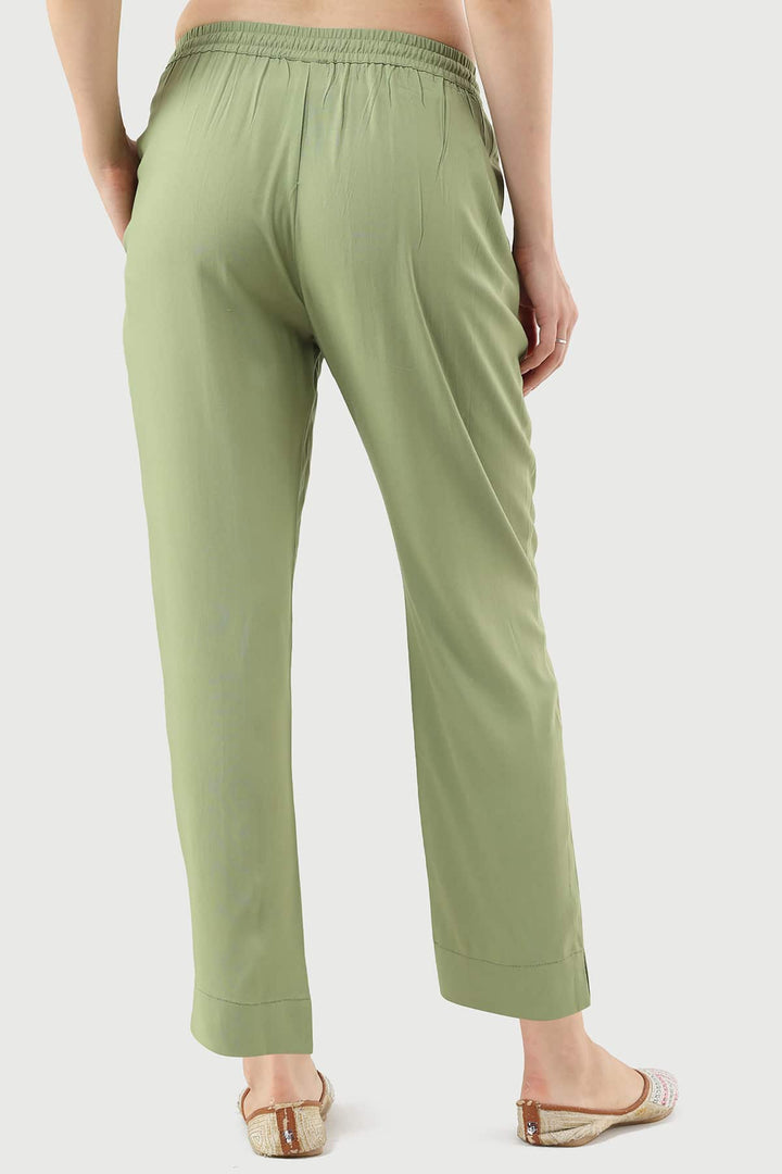 Forest Green Solid Rayon Palazzo