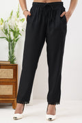 Black Rayon Twill Palazzo with Regular Fit