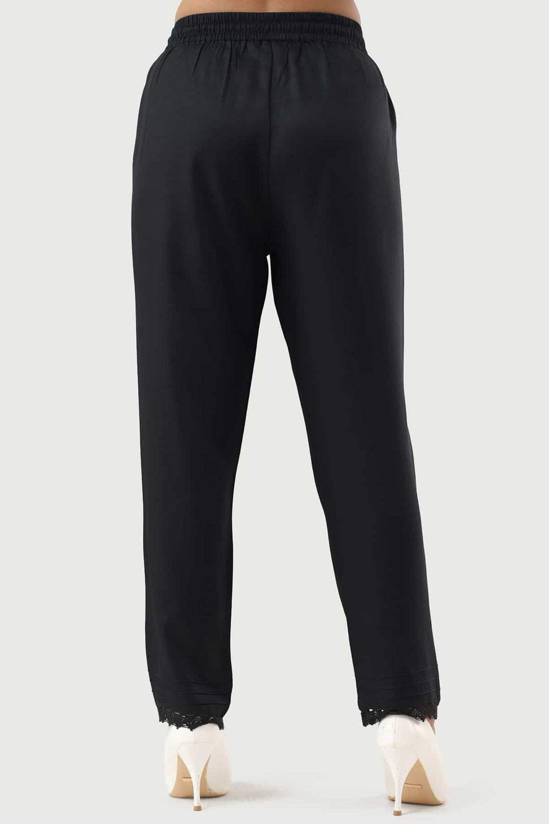 Black Rayon Twill Palazzo with Regular Fit
