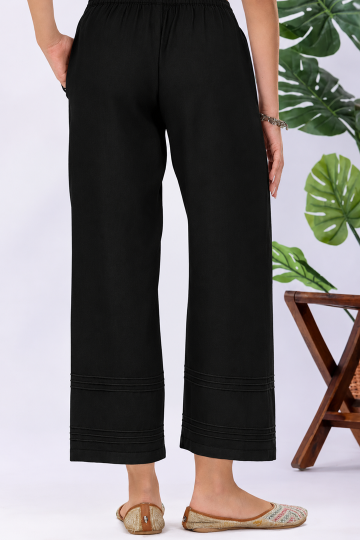 Black Tencel Twill Pant with Regular Fit