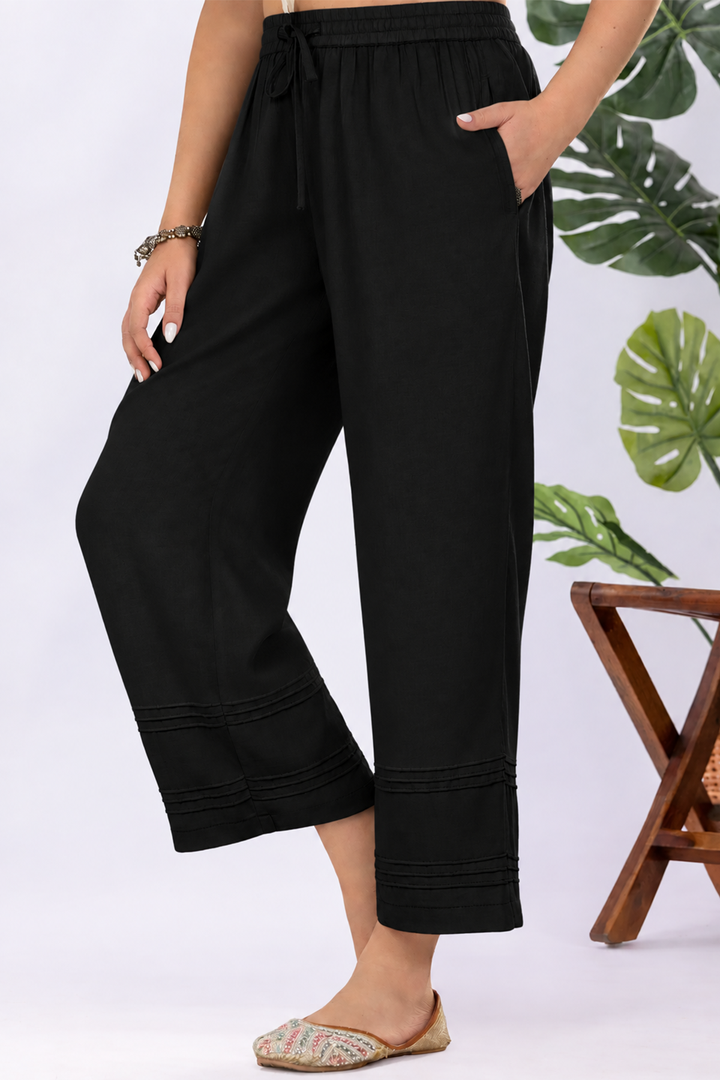 Black Tencel Twill Pant with Regular Fit