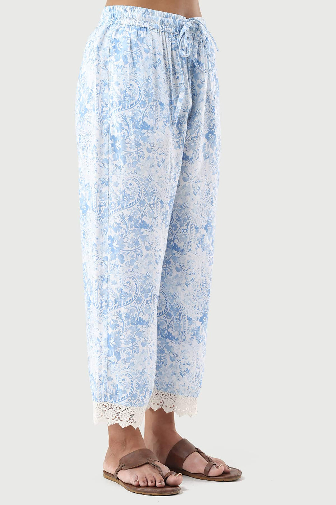 Blue Printed Rayon Palazzo