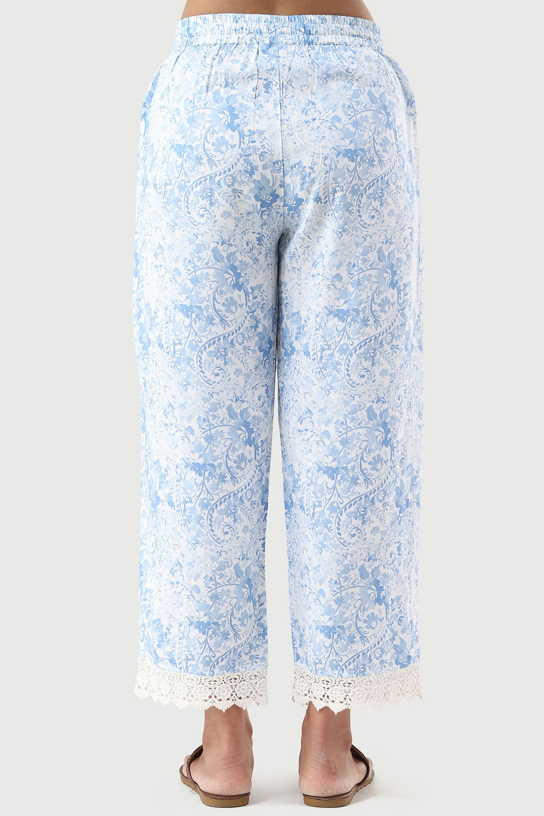 Blue Printed Rayon Palazzo
