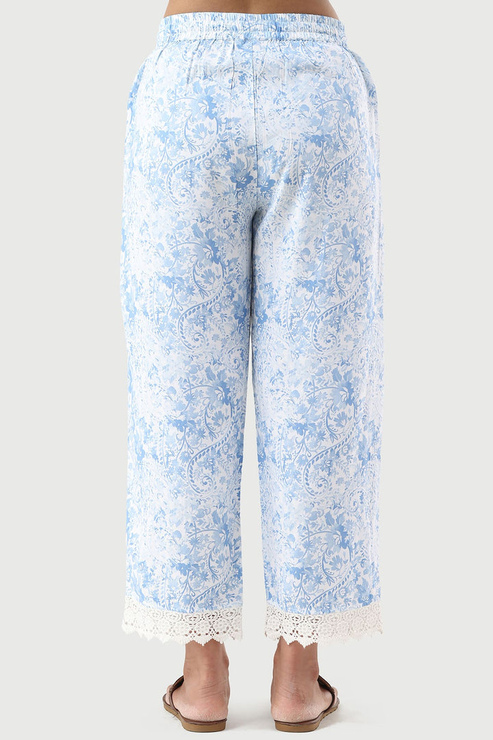 Blue Printed Rayon Palazzo