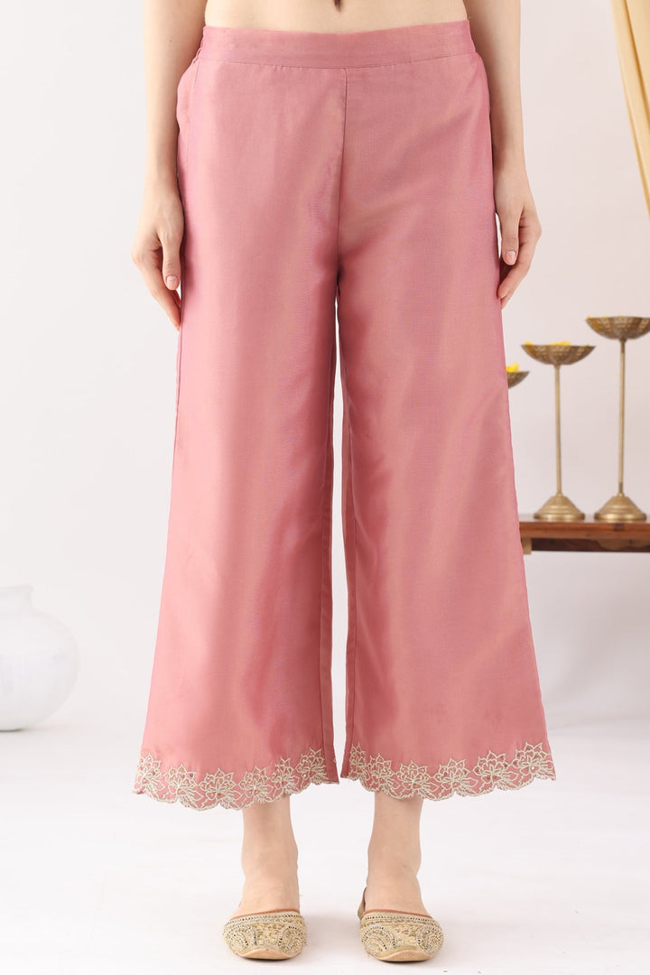 Crystal Rose Solid Ensemble Palazzo in Tissue Shimmer