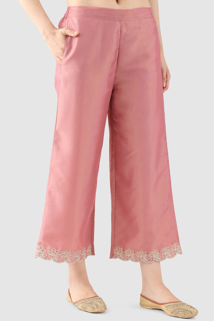 Crystal Rose Solid Ensemble Palazzo in Tissue Shimmer
