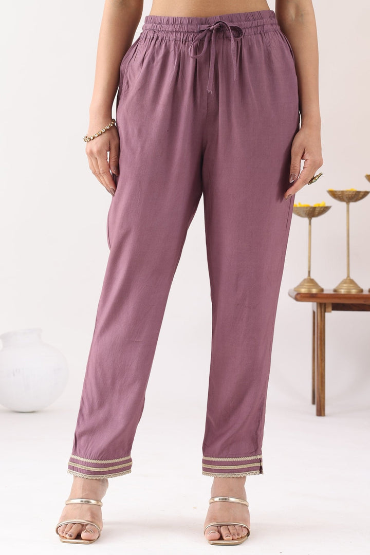 Mauve Solid Ensemble Palazzo