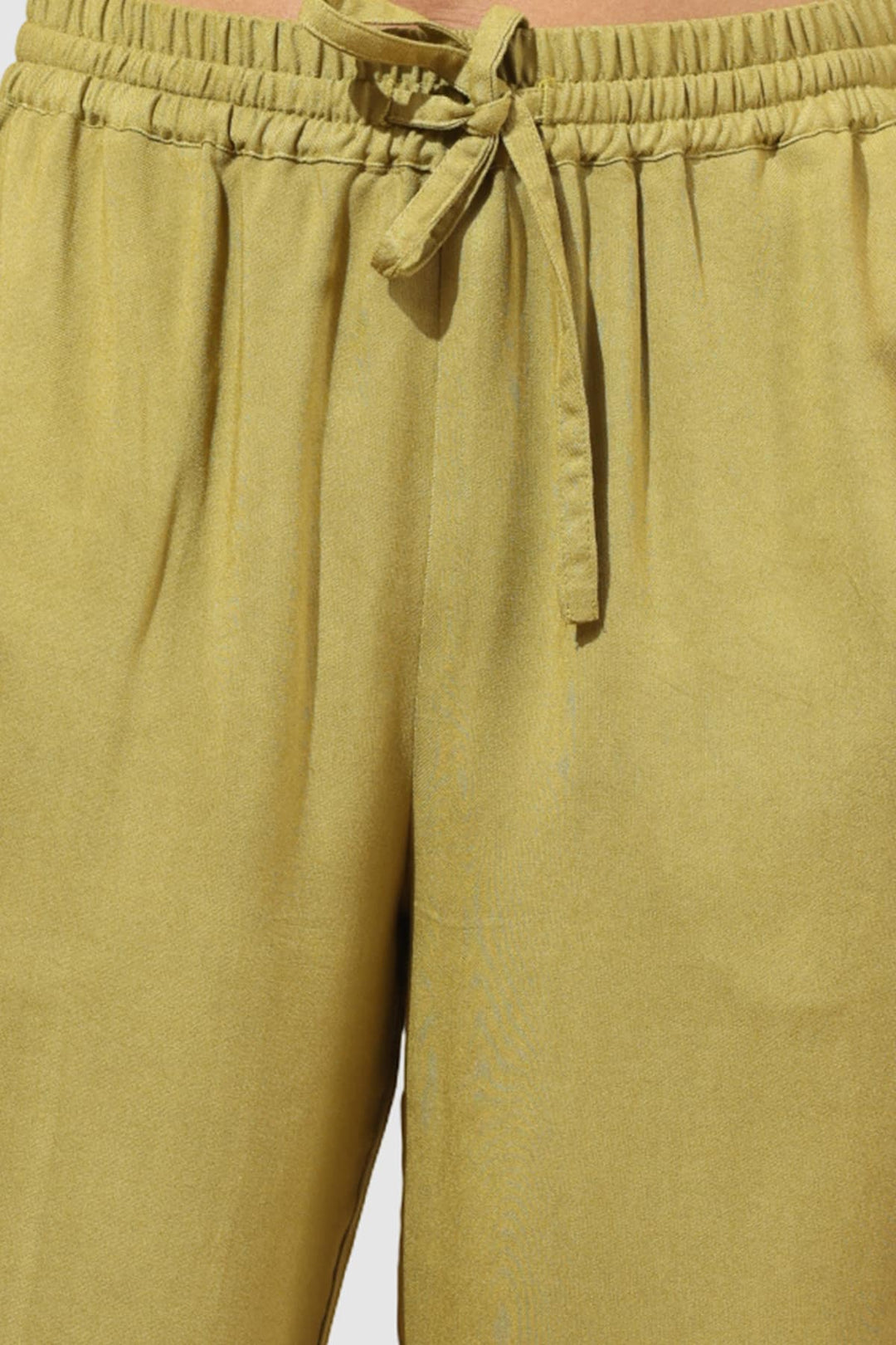 Olive Green Solid Viscose Twill Palazzo
