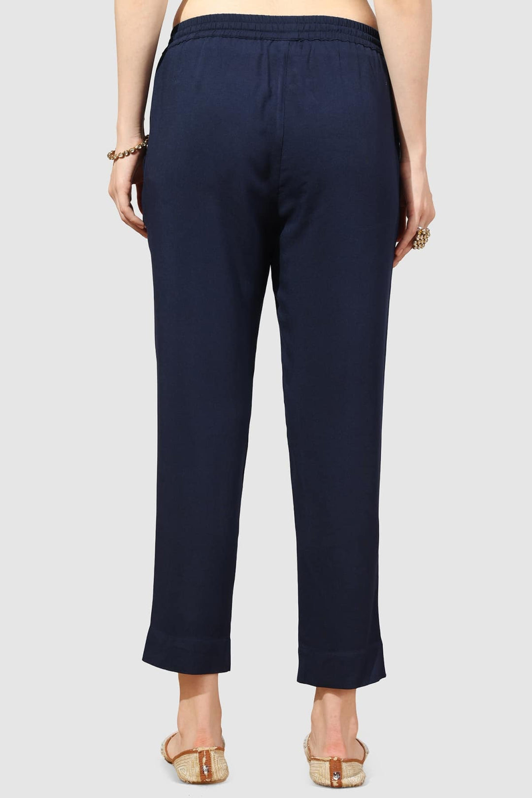 Blue Solid Viscose Twill Palazzo