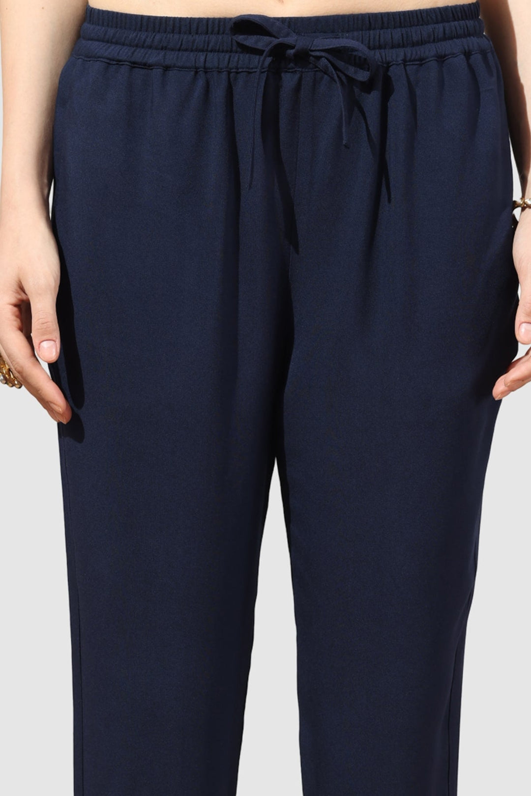 Blue Solid Viscose Twill Palazzo